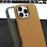 For iPhone 16 Pro Magnetic Case Retro Jeans Texture PU + PC Phone Cover - Light Brown - 7