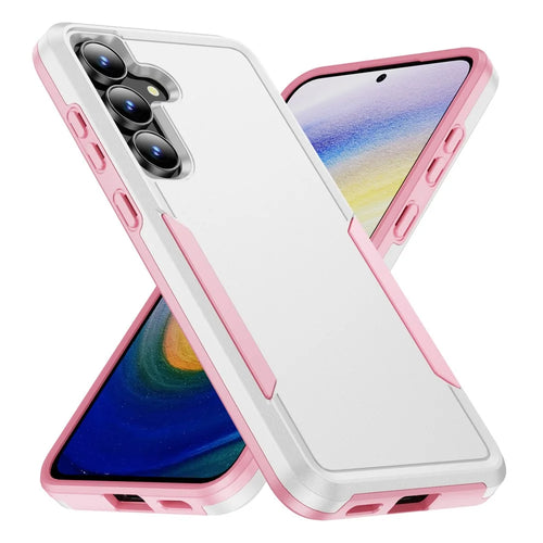 For Samsung Galaxy S25 FE Case PC + TPU Military Grade Drop Protective Phone Cover - White + Pink - 1