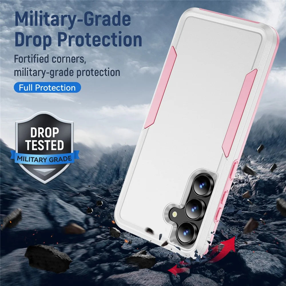 For Samsung Galaxy S25 FE Case PC + TPU Military Grade Drop Protective Phone Cover - White + Pink - 4