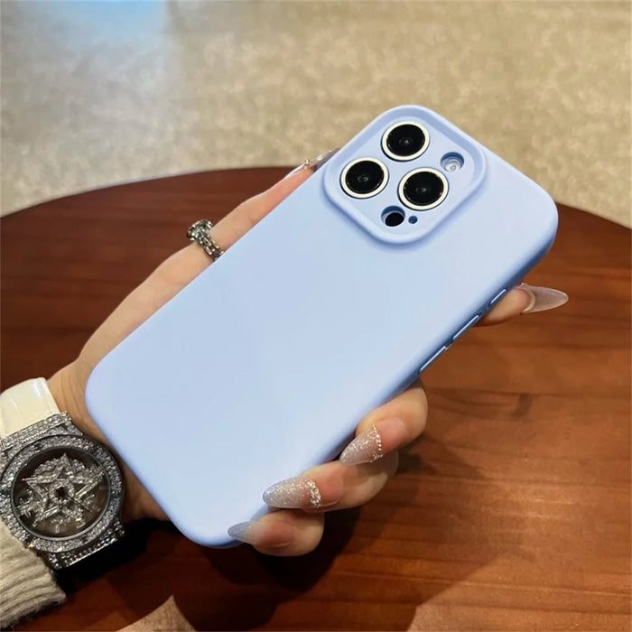 For iPhone 16 Pro Max Case Precise Cutouts Liquid Silicone + PC Phone Cover with Camera Touch Control Button - Baby Blue - 2