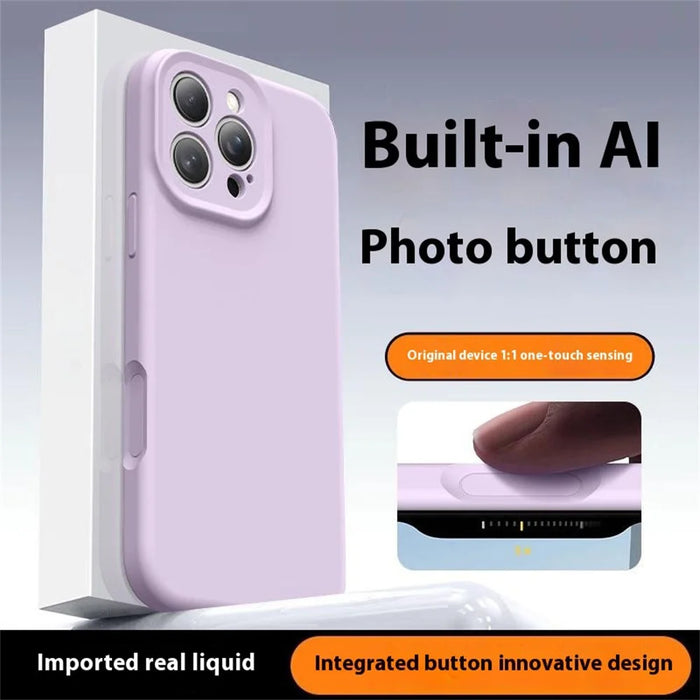 For iPhone 16 Pro Max Case Precise Cutouts Liquid Silicone + PC Phone Cover with Camera Touch Control Button - Baby Blue - 3