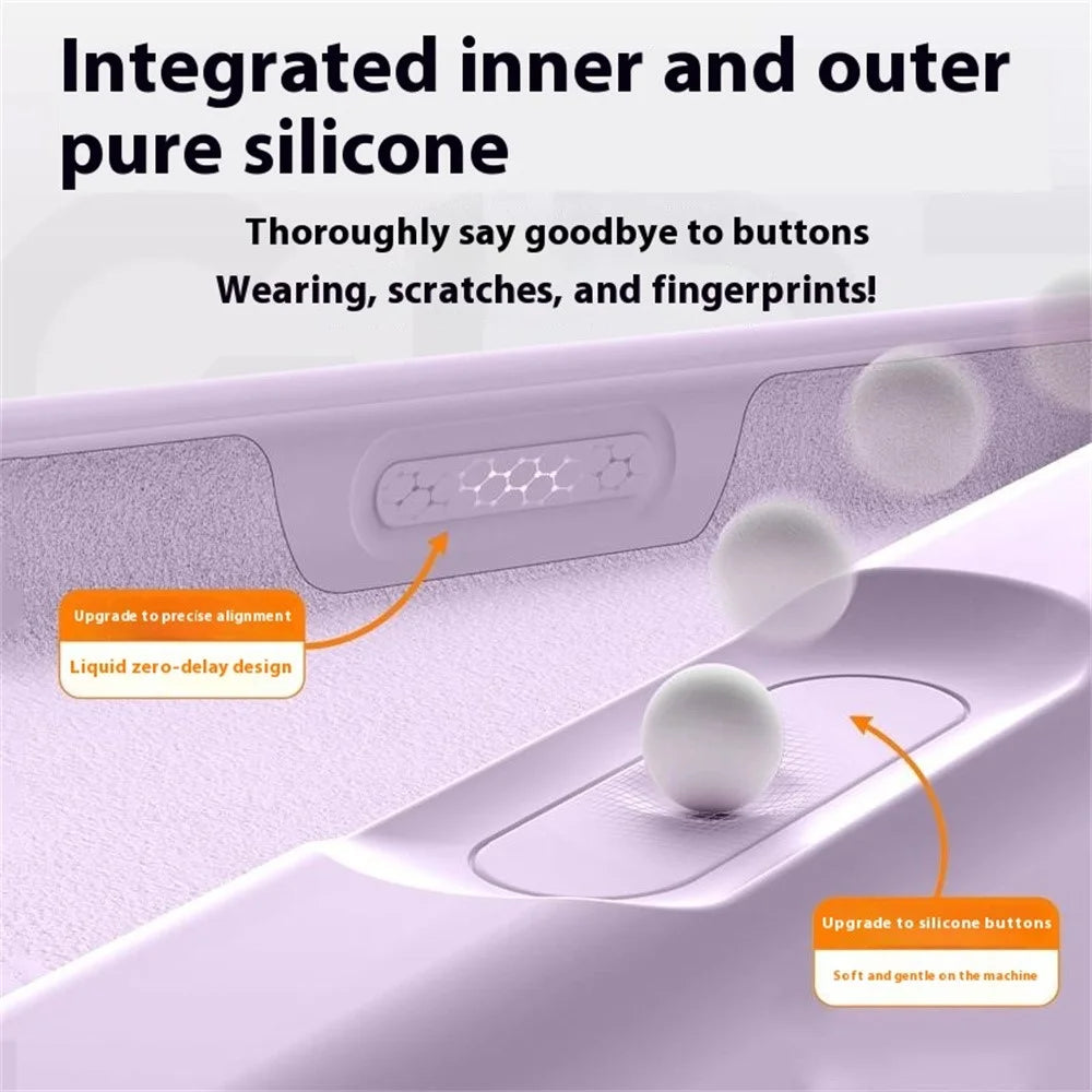 For iPhone 16 Case Precise Cutouts Liquid Silicone + PC Phone Cover with Camera Touch Control Button - Light Purple - 5