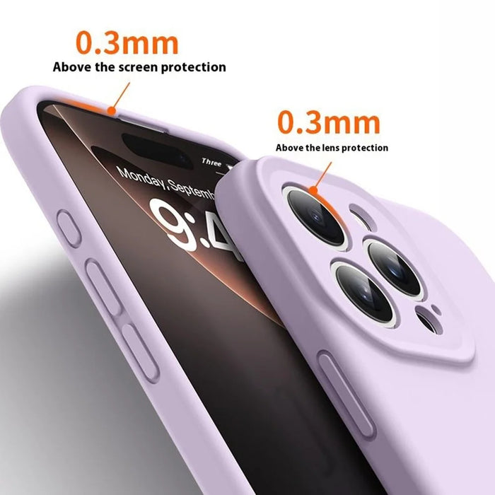 For iPhone 15 Pro Case Precise Cutouts Liquid Silicone + PC Shockproof Phone Cover - Baby Blue - 6