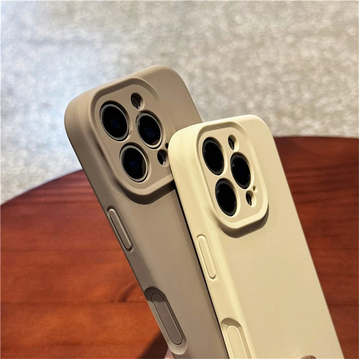 For iPhone 15 Pro Max Case Precise Cutouts Liquid Silicone + PC Phone Cover with Wrist Strap - Light Yellow - 6