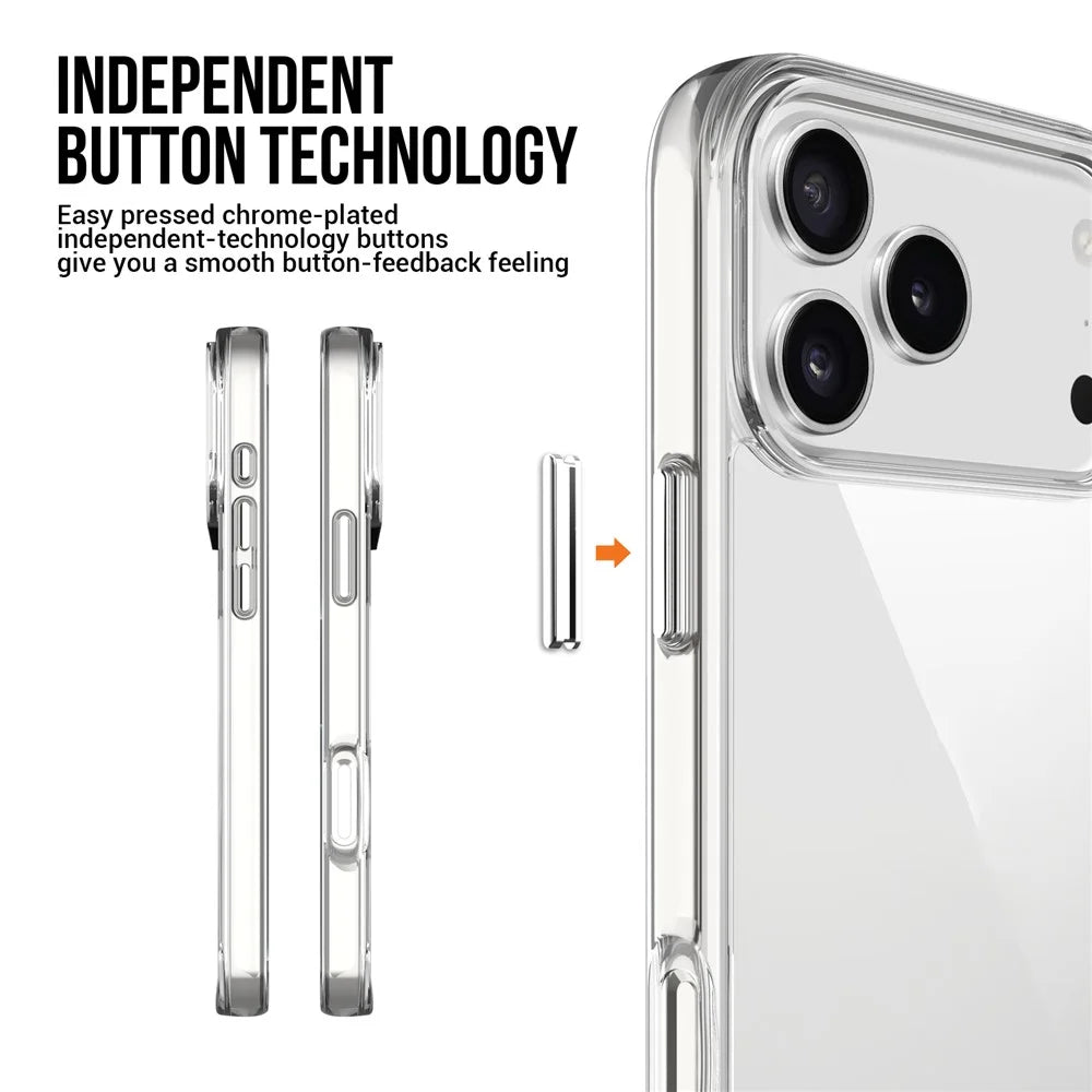 For iPhone 17 Pro Max Case TPU Frame Clear PC Back Phone Cover - 6