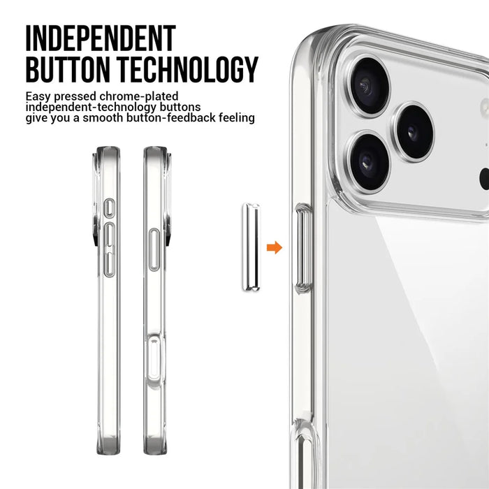 For iPhone 17 Pro Case TPU Frame Clear PC Back Phone Cover - 6