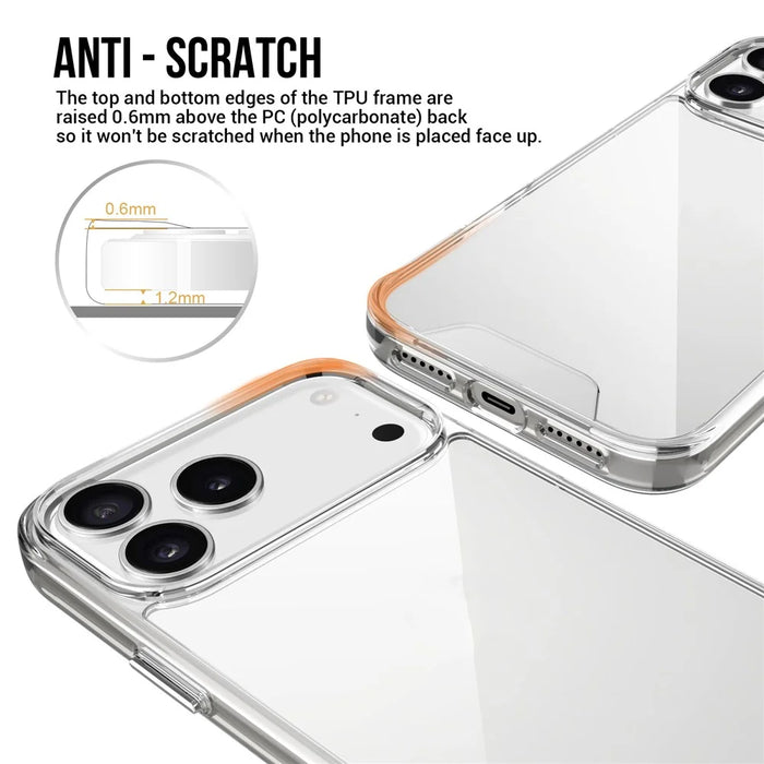 For iPhone 17 Pro Case TPU Frame Clear PC Back Phone Cover - 7