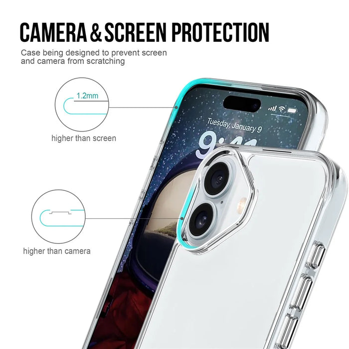 For iPhone 17 Case TPU Frame Clear PC Back Phone Cover - 4