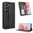For Infinix Hot 60 Pro+ 4G Leather Case Wallet Stand Retro Texture Phone Cover - Black - 1