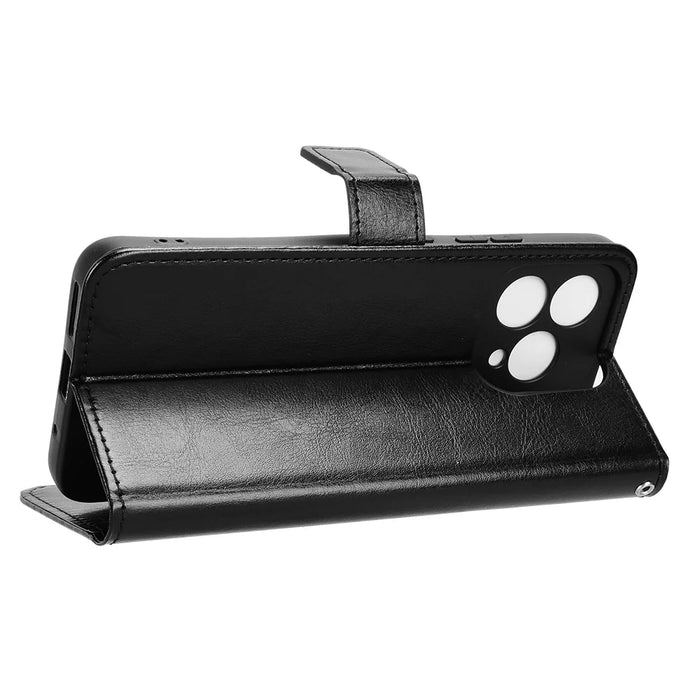 For Cubot A40 PU Leather Case with Strap Crazy Horse Texture Phone Wallet Cover - Black - 6
