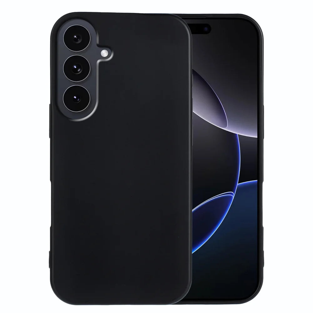 For Samsung Galaxy S25 FE TPU Case Soft Matte Anti-fingerprint Phone Back Cover - Black - 1