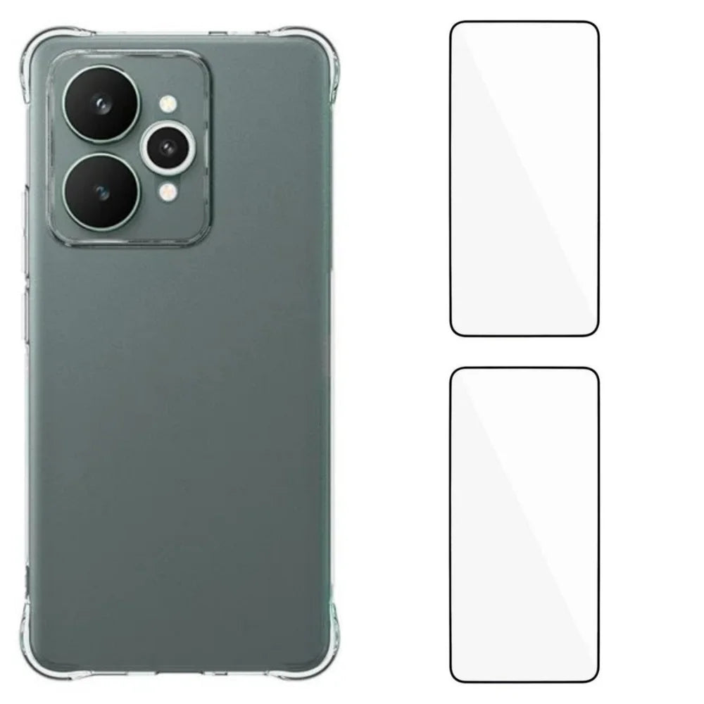 WANLONFENG For Realme 15 5G TPU Case  WL2 Series 2.0mm Phone Cover with 2Pcs Tempered Glass Films - Transparent - 1