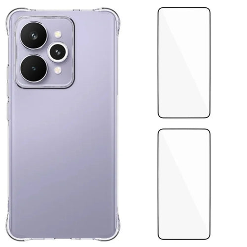 WANLONFENG For Realme 15 Pro 5G TPU Case  WL2 Series 2.0mm Phone Cover with 2Pcs Tempered Glass Films - Transparent - 1
