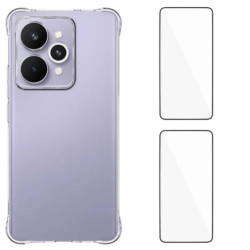 WANLONFENG For Realme 15 Pro 5G TPU Case  WL2 Series 2.0mm Phone Cover with 2Pcs Tempered Glass Films - Transparent - 1