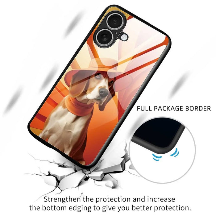 For iPhone 17 Case Anti Drop PC TPU Tempered Glass Pattern Printing Phone Back Cover - B0168 - 3