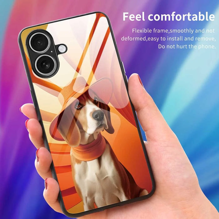 For iPhone 17 Case Anti Drop PC TPU Tempered Glass Pattern Printing Phone Back Cover - B0168 - 4