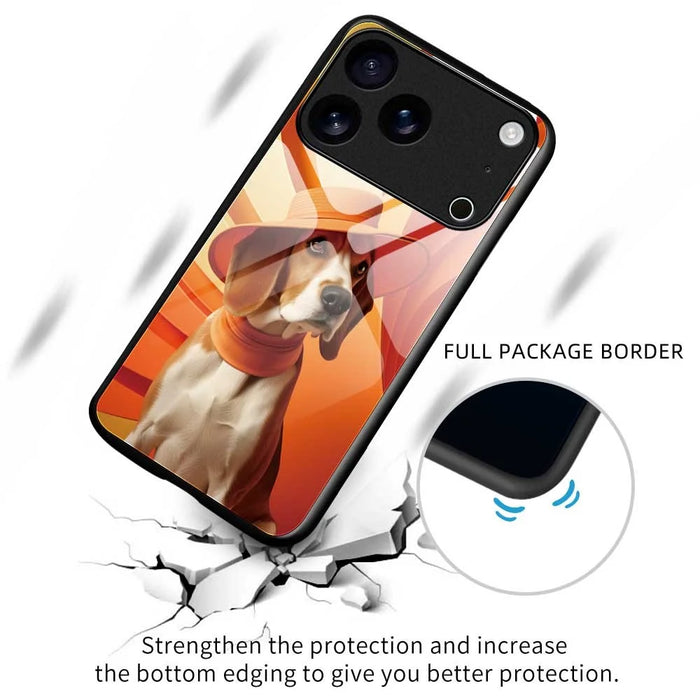For iPhone 17 Pro Case Anti Drop PC TPU Tempered Glass Pattern Printing Phone Back Cover - B0168 - 3
