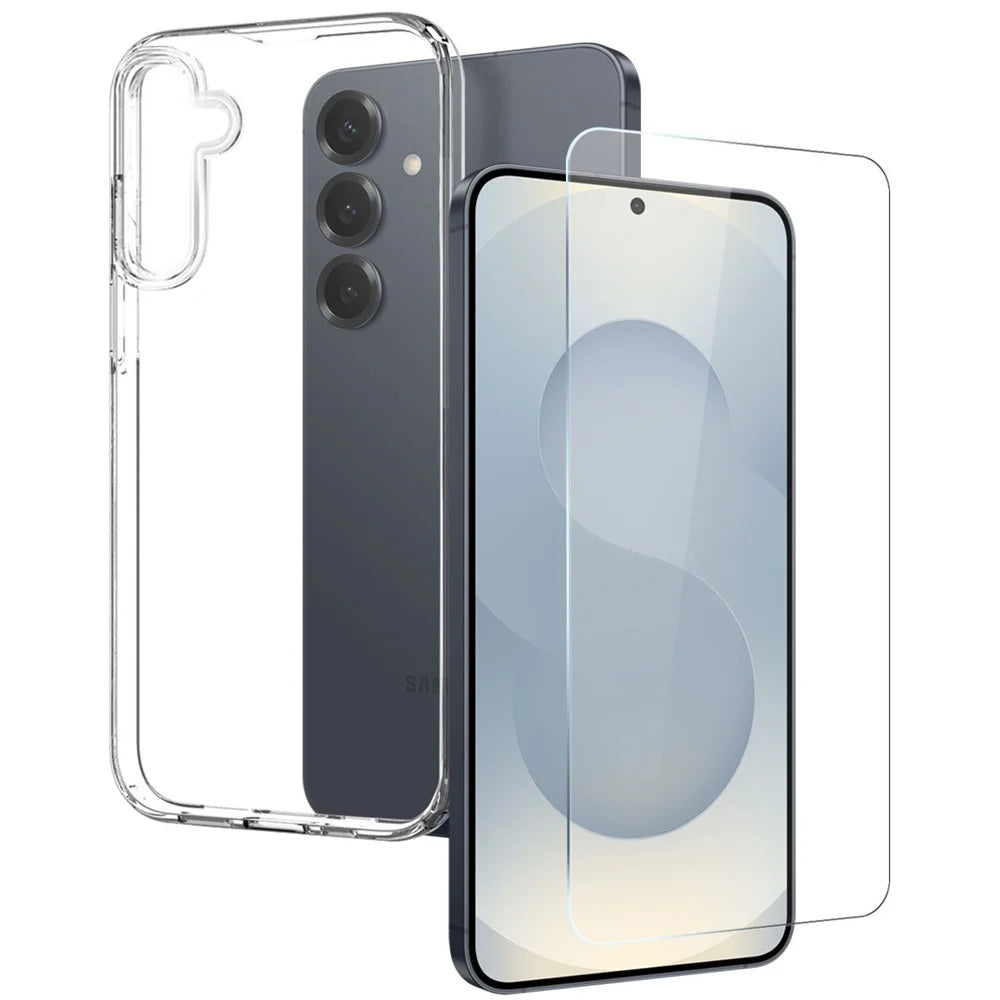 NORTHJO For Samsung Galaxy S25 FE Case Soft TPU Clear Phone Cover with Tempered Glass Screen Protector - 1
