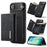 DG.MING M1 Series for iPhone Air Case Kickstand PU Phone Cover with Detachable Wallet - Black - 1
