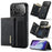 DG.MING M1 Series for iPhone 18 Pro / 17 Pro Case Kickstand PU Phone Cover with Detachable Wallet - Black - 1