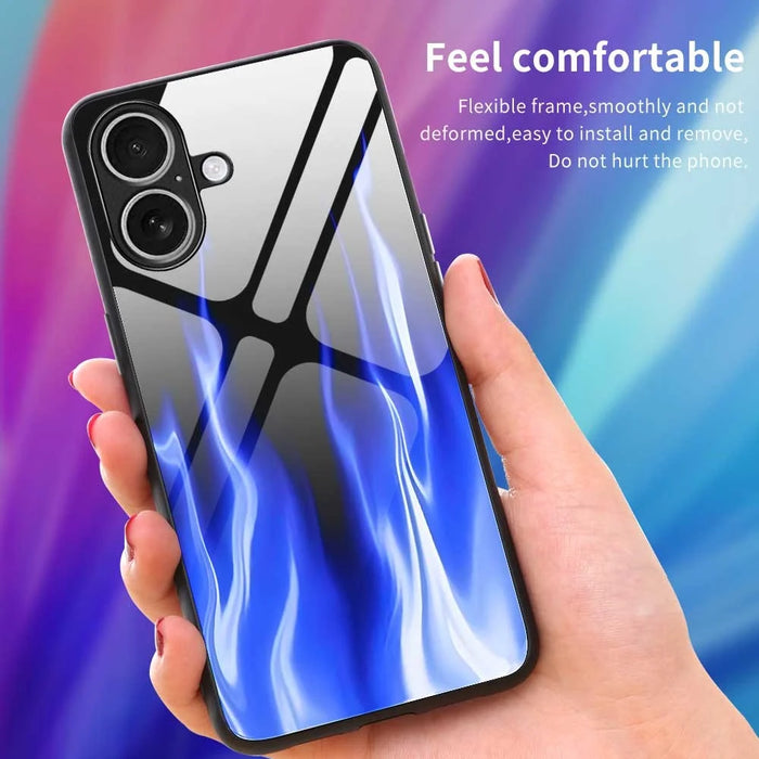 For iPhone 17 Case Anti Drop TPU PC Tempered Glass Pattern Printing Phone Back Cover - B0193 - 4