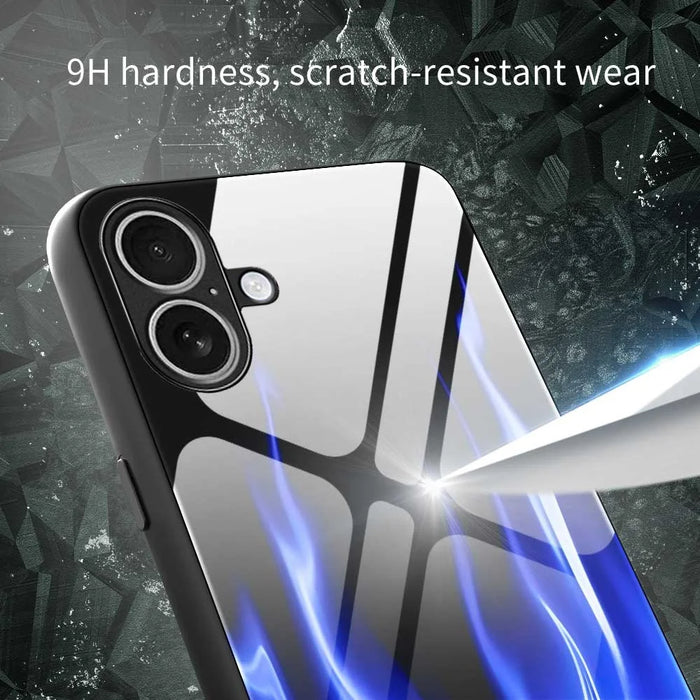 For iPhone 17 Case Anti Drop TPU PC Tempered Glass Pattern Printing Phone Back Cover - B0193 - 6