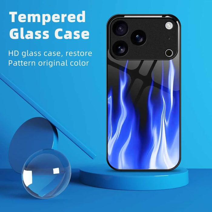 For iPhone 17 Pro Case Anti Drop TPU PC Tempered Glass Pattern Printing Phone Back Cover - B0193 - 2