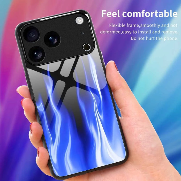 For iPhone 17 Pro Case Anti Drop TPU PC Tempered Glass Pattern Printing Phone Back Cover - B0193 - 4