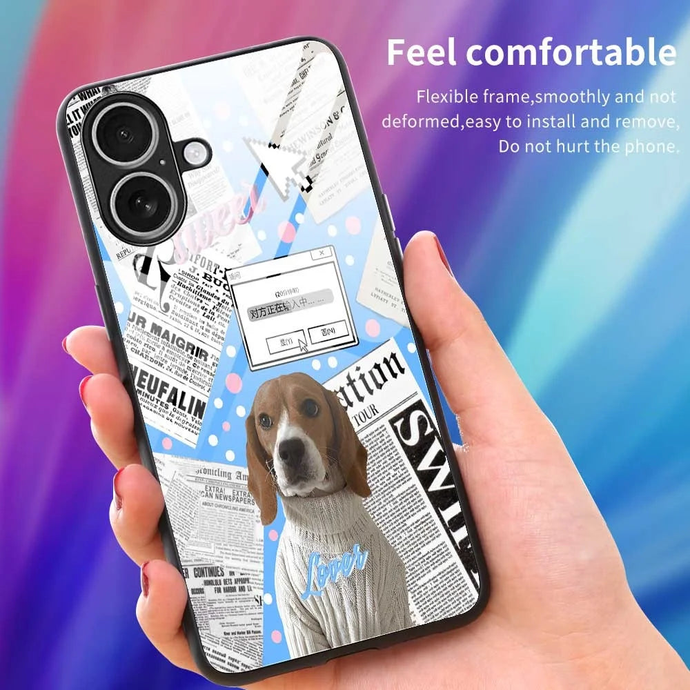 For iPhone 17 Case TPU PC Tempered Glass Pattern Printing Anti Drop Phone Back Cover - B0228 - 4