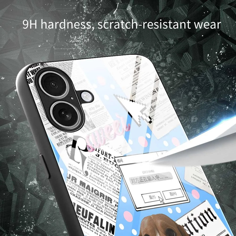 For iPhone 17 Case TPU PC Tempered Glass Pattern Printing Anti Drop Phone Back Cover - B0228 - 6