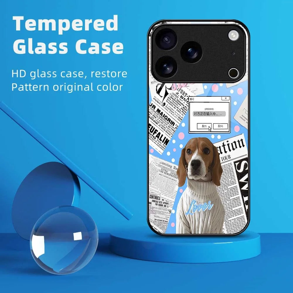 For iPhone 17 Pro Case TPU PC Tempered Glass Pattern Printing Anti Drop Phone Back Cover - B0228 - 2