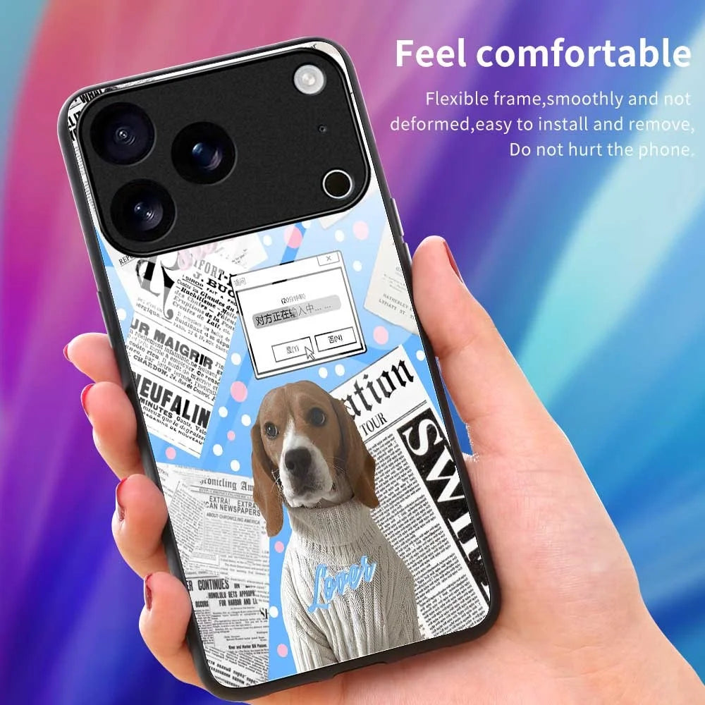 For iPhone 17 Pro Case TPU PC Tempered Glass Pattern Printing Anti Drop Phone Back Cover - B0228 - 4