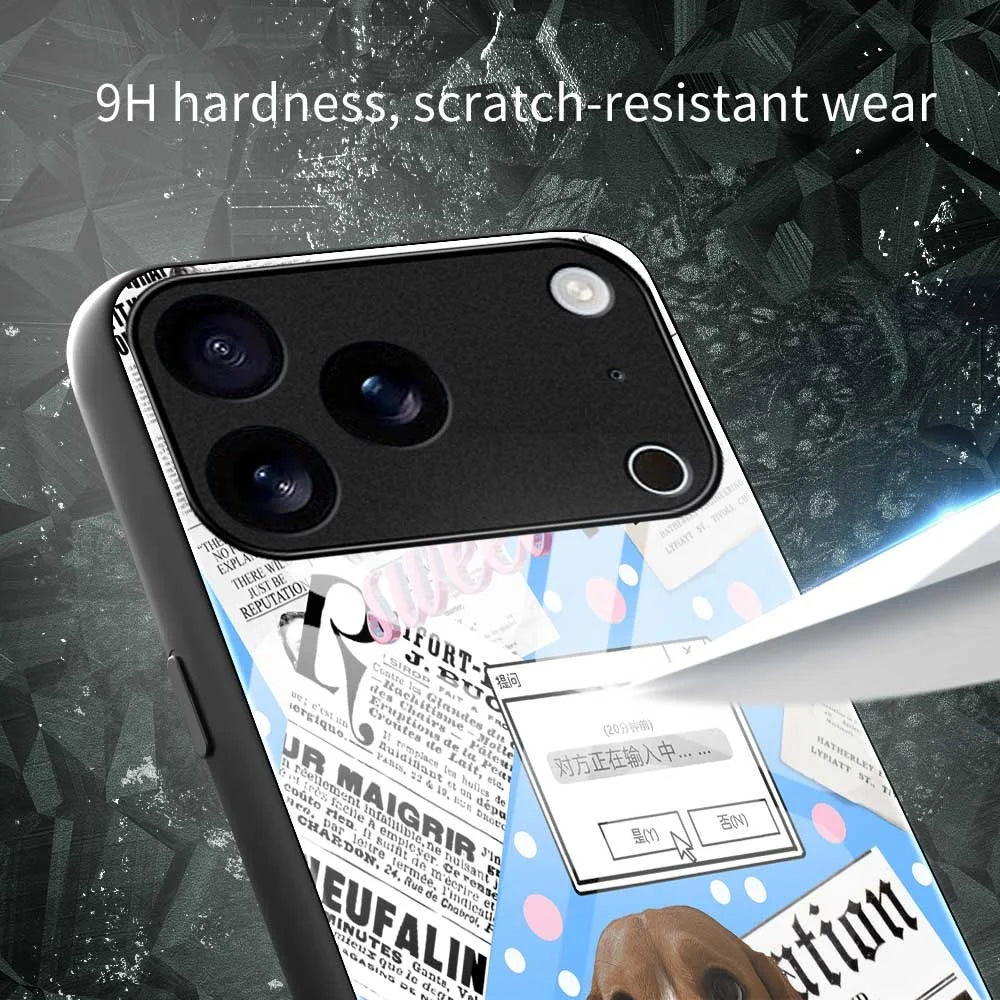 For iPhone 17 Pro Case TPU PC Tempered Glass Pattern Printing Anti Drop Phone Back Cover - B0228 - 6