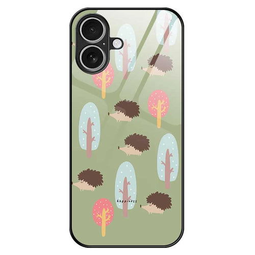 For iPhone 17 Case PC TPU Tempered Glass Pattern Printing Anti Drop Phone Back Cover - B0243 - 1