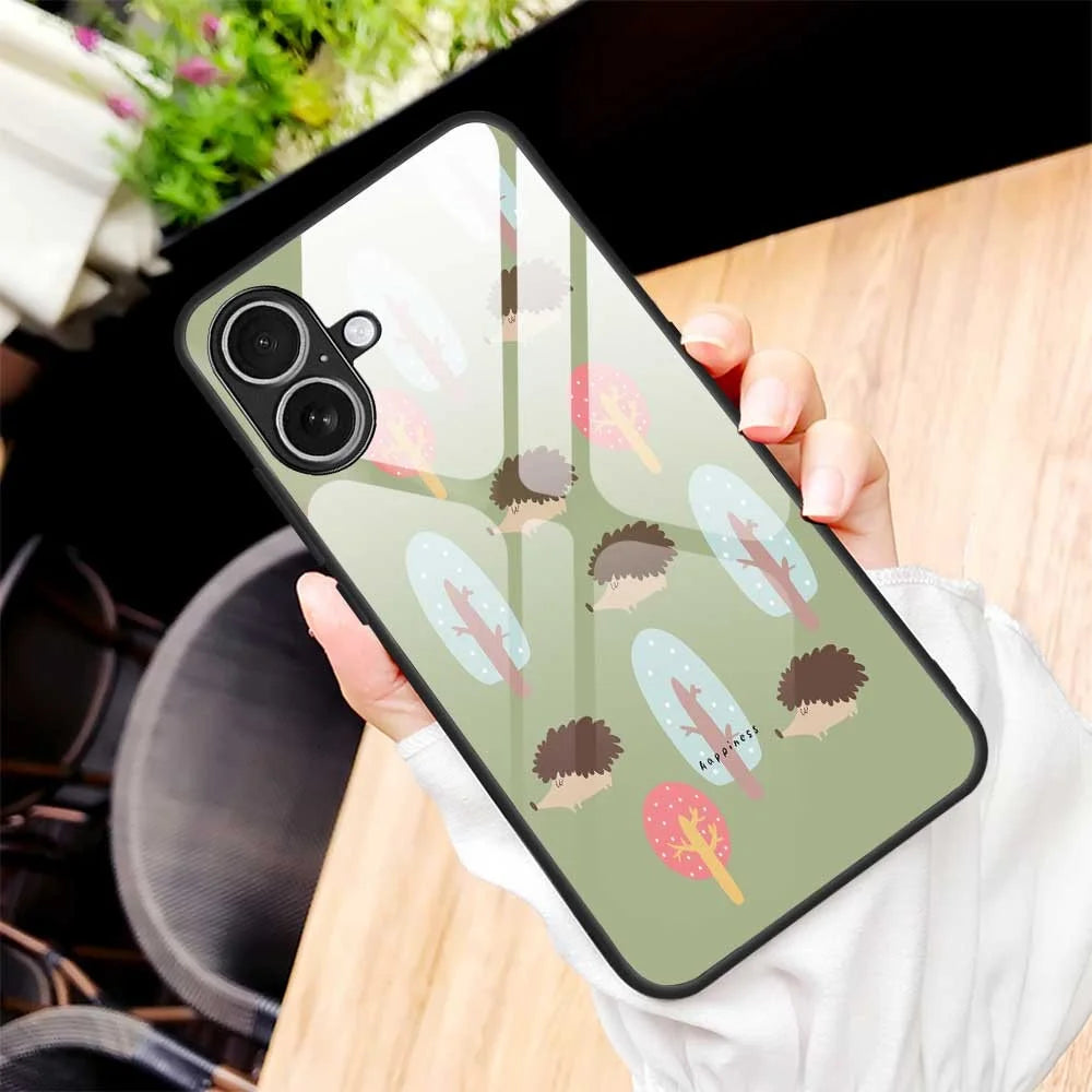 For iPhone 17 Case PC TPU Tempered Glass Pattern Printing Anti Drop Phone Back Cover - B0243 - 7