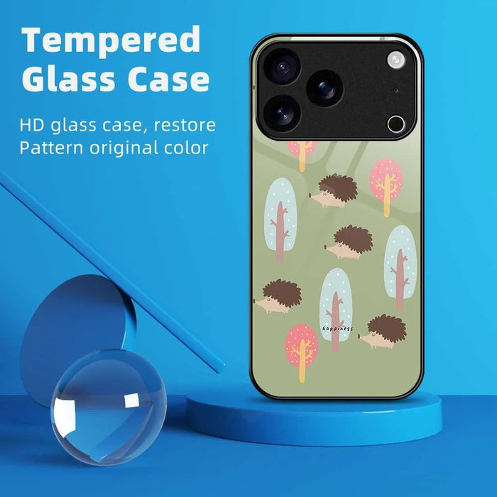 For iPhone 17 Pro Case PC TPU Tempered Glass Pattern Printing Anti Drop Phone Back Cover - B0243 - 2
