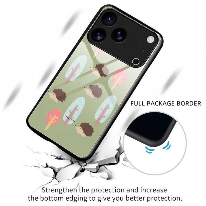 For iPhone 17 Pro Case PC TPU Tempered Glass Pattern Printing Anti Drop Phone Back Cover - B0243 - 3