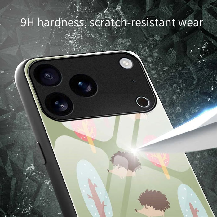 For iPhone 17 Pro Case PC TPU Tempered Glass Pattern Printing Anti Drop Phone Back Cover - B0243 - 6