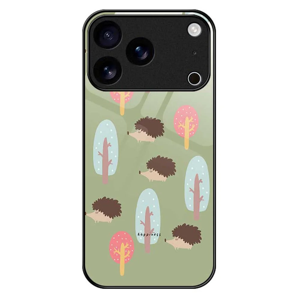 For iPhone 17 Pro Max Case PC TPU Tempered Glass Pattern Printing Anti Drop Phone Back Cover - B0243 - 1
