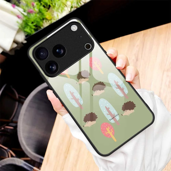 For iPhone 17 Pro Max Case PC TPU Tempered Glass Pattern Printing Anti Drop Phone Back Cover - B0243 - 7