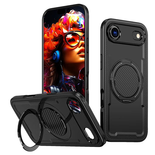 For iPhone Air Case Compatible with MagSafe TPU + PC Kickstand Phone Cover - Black - 1