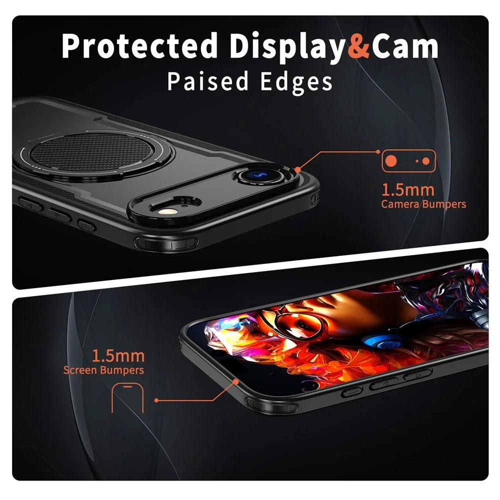 For iPhone Air Case Compatible with MagSafe TPU + PC Kickstand Phone Cover - Black - 4