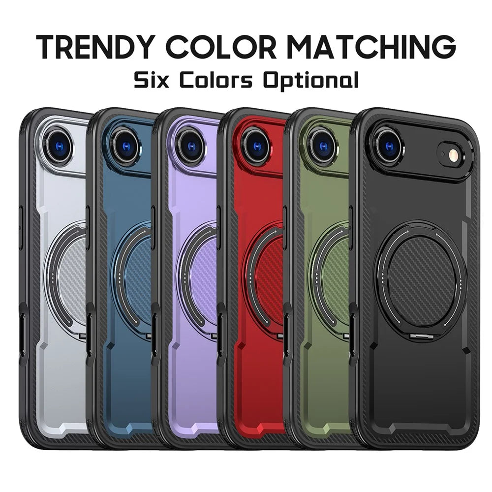 For iPhone Air Case Compatible with MagSafe TPU + PC Kickstand Phone Cover - Black - 7