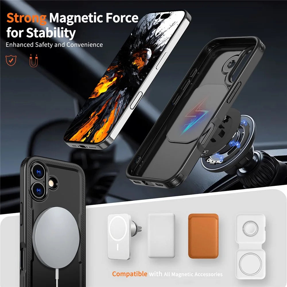 For iPhone 17 Case Compatible with MagSafe TPU + PC Kickstand Phone Cover - Black - 2