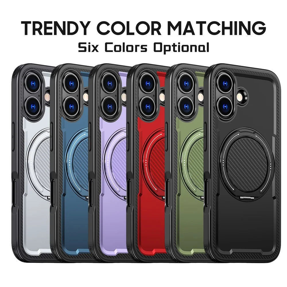 For iPhone 17 Case Compatible with MagSafe TPU + PC Kickstand Phone Cover - Black - 7