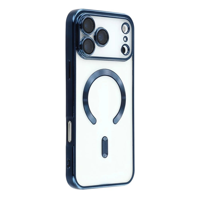 For iPhone 17 Pro Case Compatible with MagSafe Electroplated TPU Phone Cover with Lens Film - Navy Blue - 1