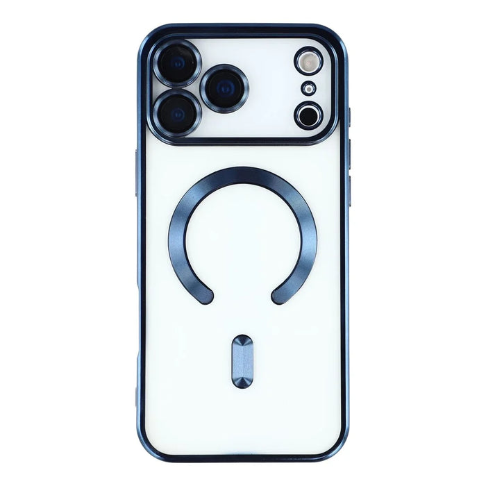 For iPhone 17 Pro Case Compatible with MagSafe Electroplated TPU Phone Cover with Lens Film - Navy Blue - 3