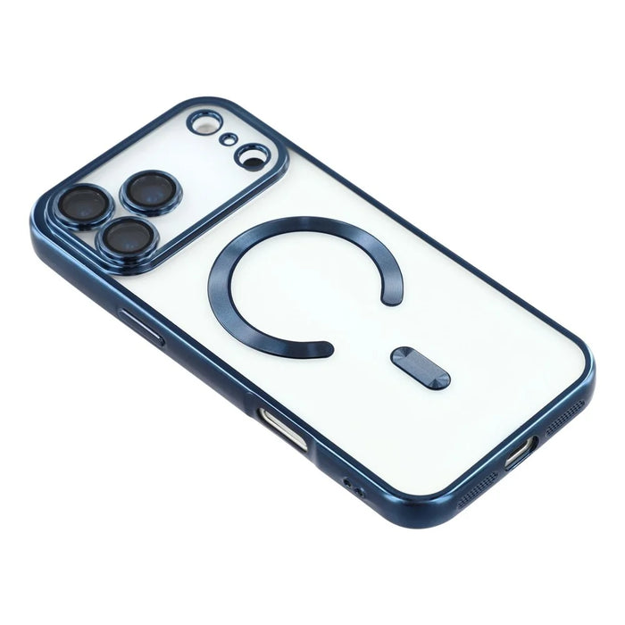 For iPhone 17 Pro Case Compatible with MagSafe Electroplated TPU Phone Cover with Lens Film - Navy Blue - 4
