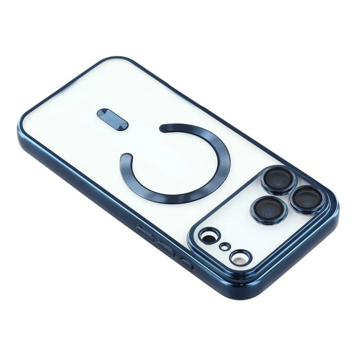 For iPhone 17 Pro Case Compatible with MagSafe Electroplated TPU Phone Cover with Lens Film - Navy Blue - 5