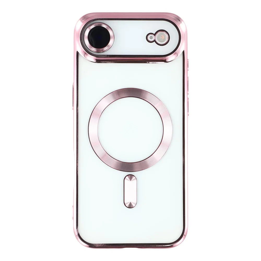 For iPhone Air Case Compatible with MagSafe Electroplated TPU Phone Cover with Lens Film - Pink - 3